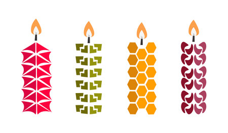 vector illustration set of colored stylized candlesのイラスト素材