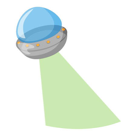 space flying ship with a beam of light. Alien flying saucer. vector illustration of ufoのイラスト素材
