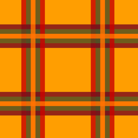 vector illustration of a seamless pattern red-green cage on an orange background - autumn background for textile, packaging, web designのイラスト素材