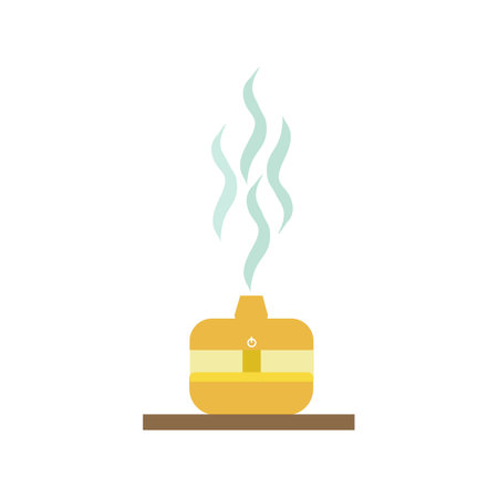 Electric aroma lamp or diffuser for essential oils. Aromatherapy, spa care for massage rooms, yoga classes and home environments. Colored vector illustrationのイラスト素材