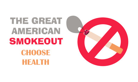 No Smoking Day in the USA, November 16, The Great American Smokeout. Crossed out cigarette with smoke. Vector illustrationのイラスト素材