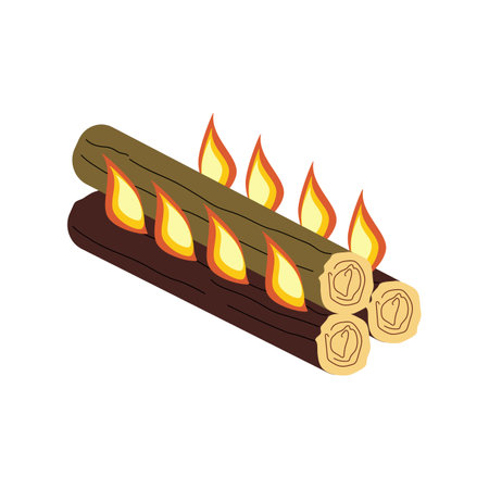 Campfire of the Nodja type. Colored vector flat illustrationのイラスト素材