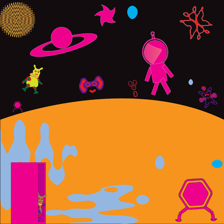 Comic drawing on the theme of space for children\\\\のイラスト素材