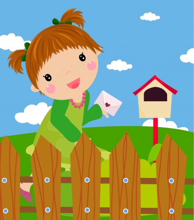 The little girl in the letter のイラスト素材