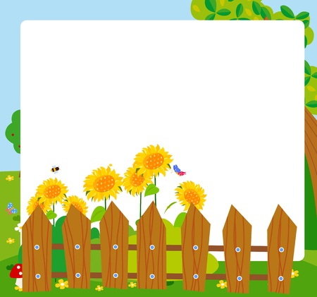 cartoon sunflower frameのイラスト素材