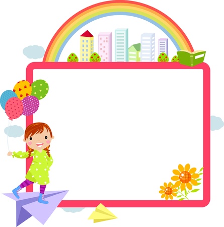 cute little girl and frame のイラスト素材