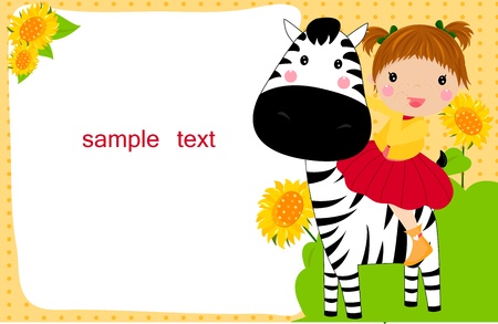 little child on a zebra のイラスト素材