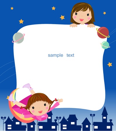 kids and frameのイラスト素材