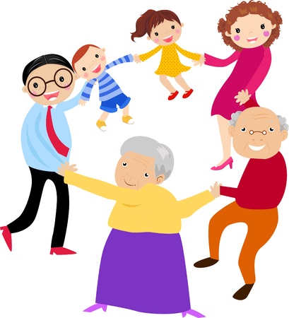 Happy family holding hands のイラスト素材