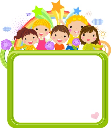 Cute cartoon kids frame のイラスト素材