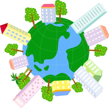 Globe and house のイラスト素材