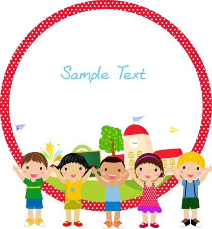 kids and frameのイラスト素材