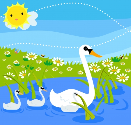 Swan family のイラスト素材
