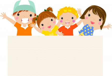 kids and bannerのイラスト素材
