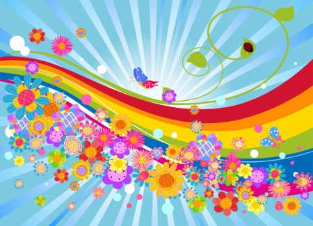 flower and rainbow colors backgroundのイラスト素材