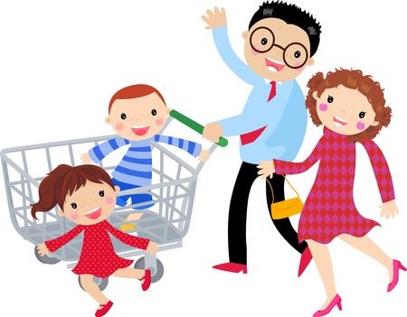 Family shoppingのイラスト素材
