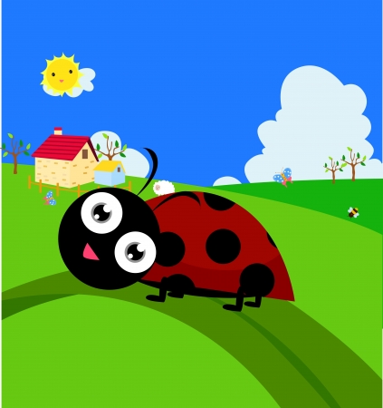 Vector Image ladybug on a leaf のイラスト素材