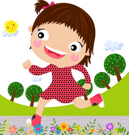 Little girl running のイラスト素材