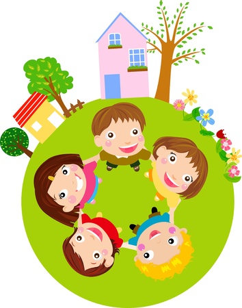 A group of friends holding handsのイラスト素材