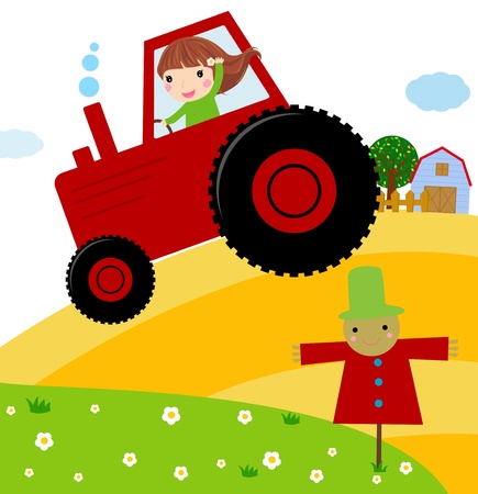 Cartoon country fieldのイラスト素材