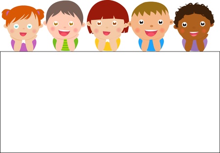kids and bannerのイラスト素材