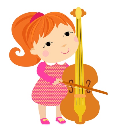 lovely girl playing celloのイラスト素材