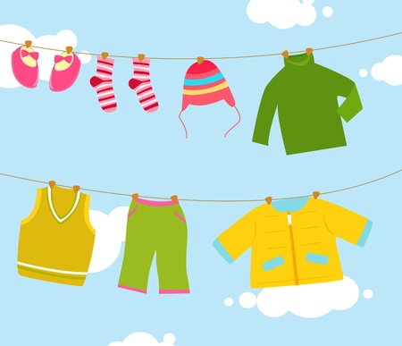 clotheslineのイラスト素材