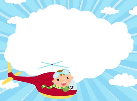Boy and planeのイラスト素材
