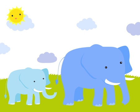 Elephant mother with son のイラスト素材