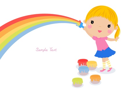 Little artist - cute girl paintingのイラスト素材