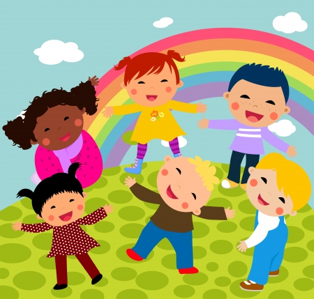 Six childrenのイラスト素材