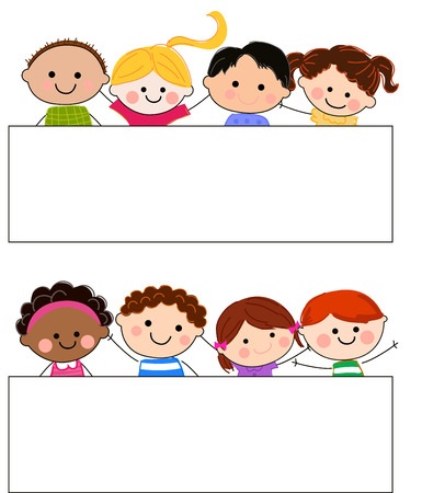Kids and frameのイラスト素材