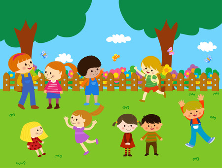 Kids playingのイラスト素材
