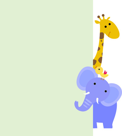 Animals and bannerのイラスト素材