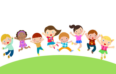 Group of Children Jumpingのイラスト素材