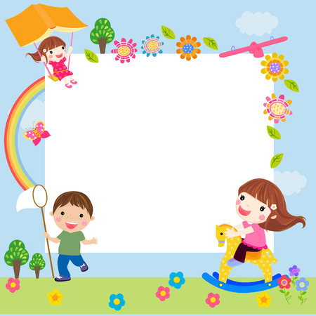 Kids and frameのイラスト素材