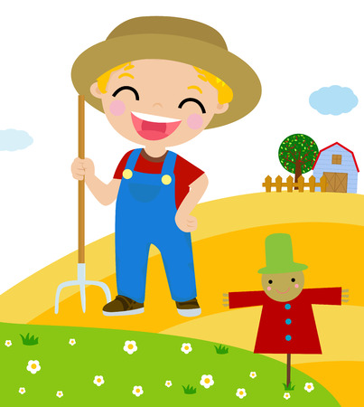 Cartoon little farmerのイラスト素材