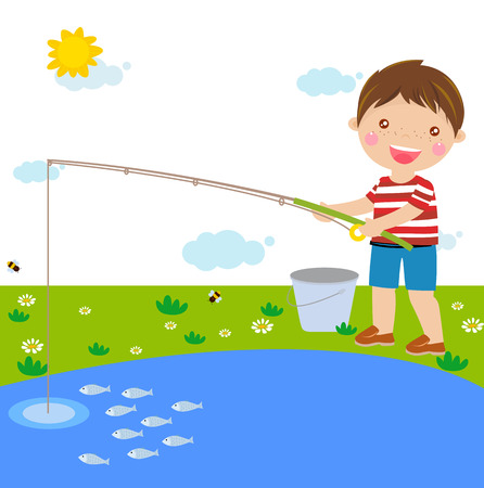 boy fishingのイラスト素材