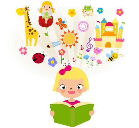 girl reading bookのイラスト素材