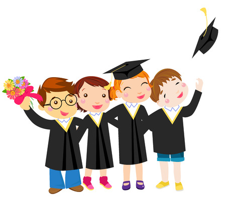 Group of graduation kidsのイラスト素材