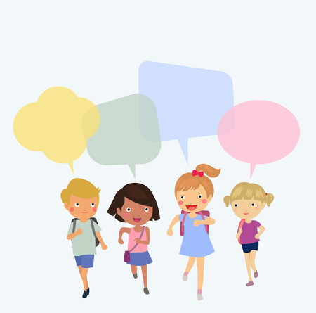 Group of student running with school bagsのイラスト素材