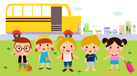 Children and school bus