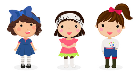 Illustration of the three kids on a white backgroundのイラスト素材