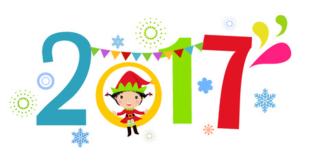 Happy New Year 2017 kidsのイラスト素材