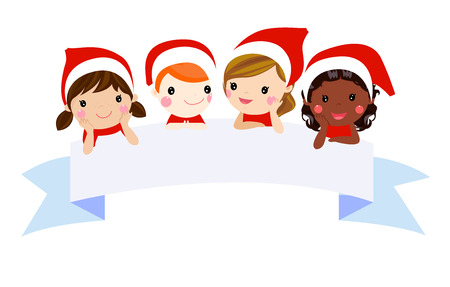 Funny children in winter.のイラスト素材