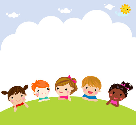 Group of happy childrenのイラスト素材