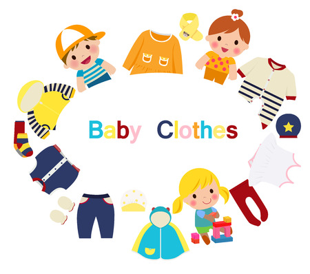 Children and baby clothesのイラスト素材