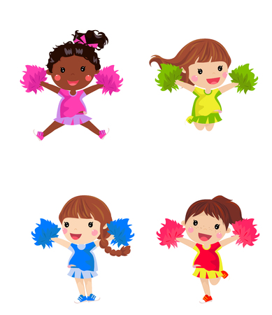 Cheerleaders with pom pomのイラスト素材