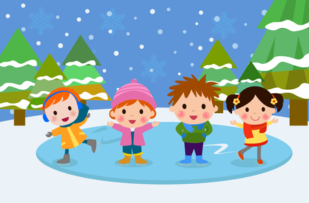 Skating childrenのイラスト素材