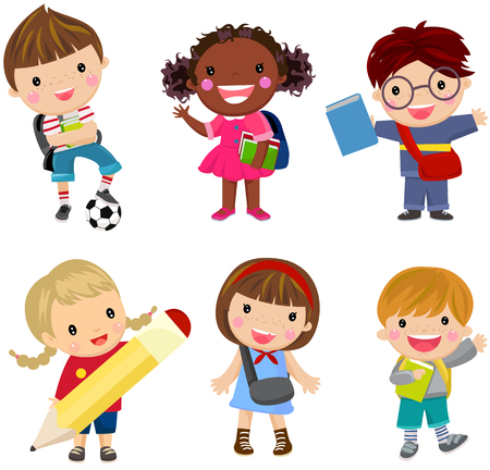 pupils boys and girlsのイラスト素材